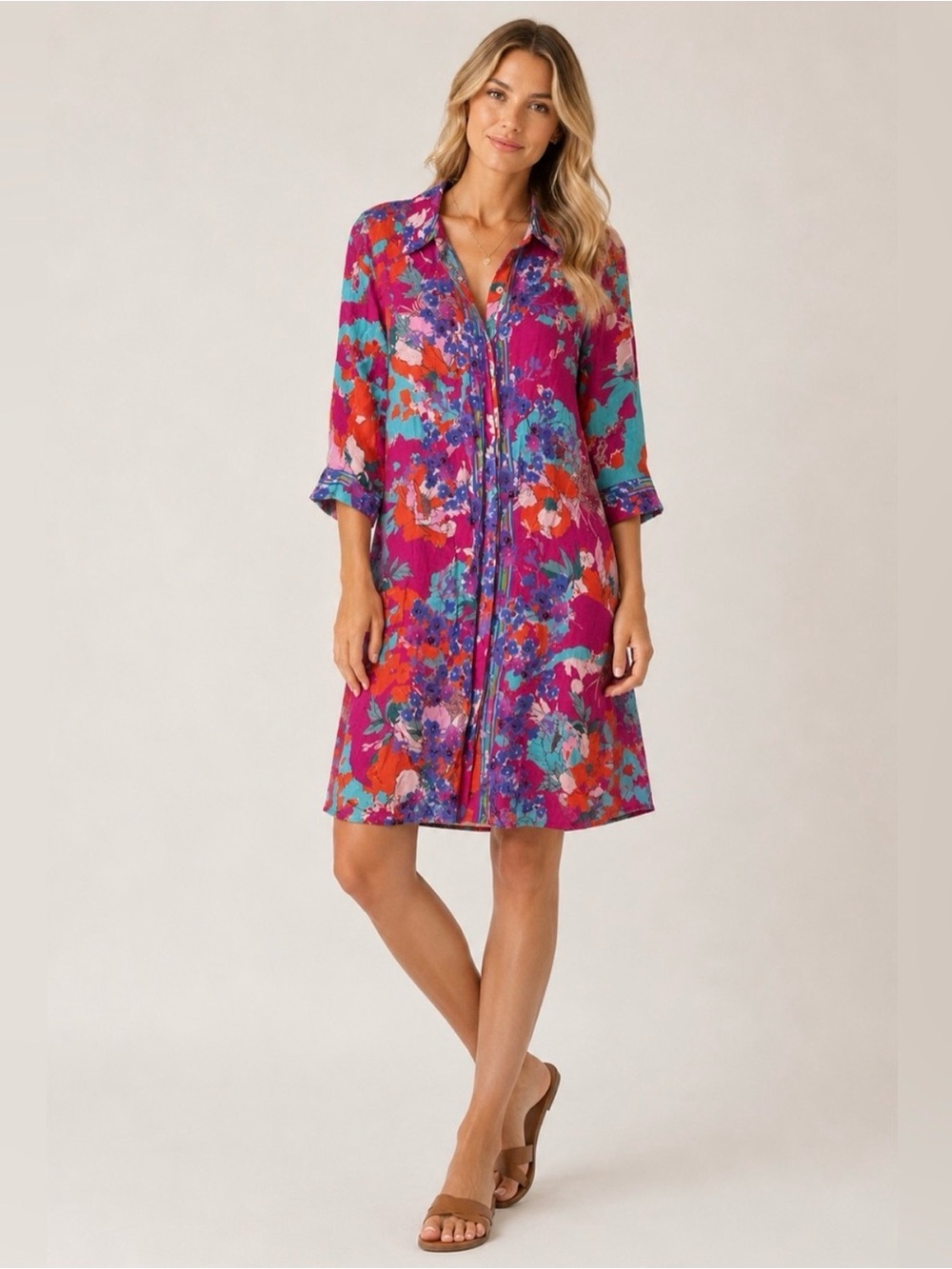 Soft Surroundings Petit Garden Path Dress in Pink and Purple Florals NWT